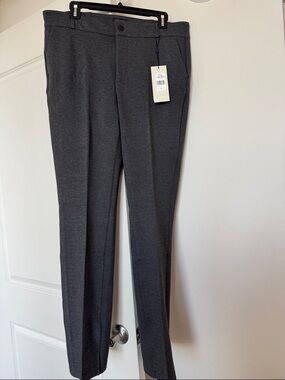 NYDJ Dark Charcoal Gray Straight-Leg Dress Trousers